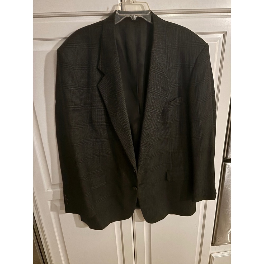 Nino Cerruti Rue Royale‎ Men's Plaid Blazer Jacket Dark Gray Formal Business